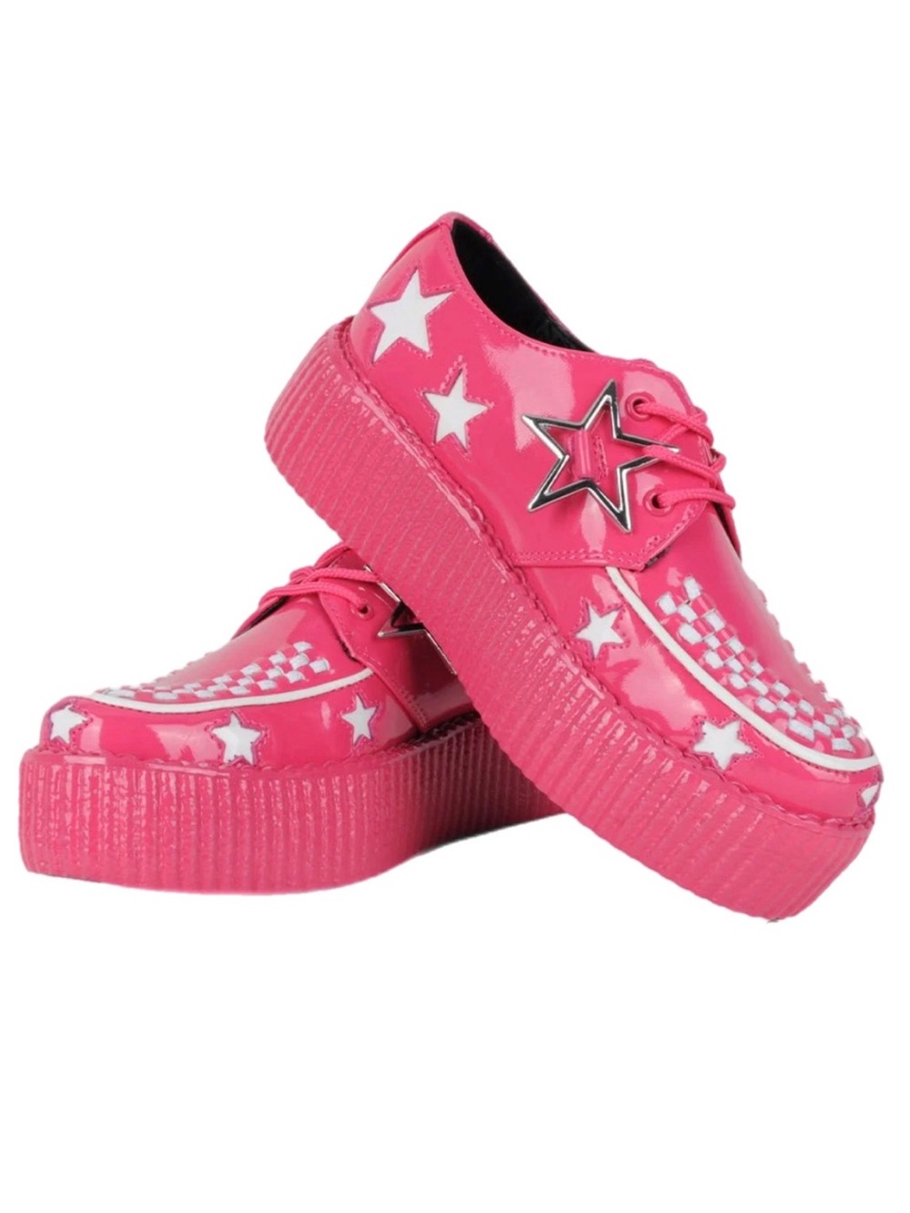 T.U.K. Pink & White Star Viva Mondo Platform Creepers W8/M6
